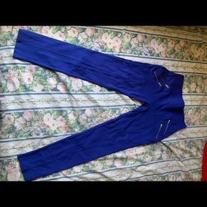 Worn once royal blue leggings pants gold zipper